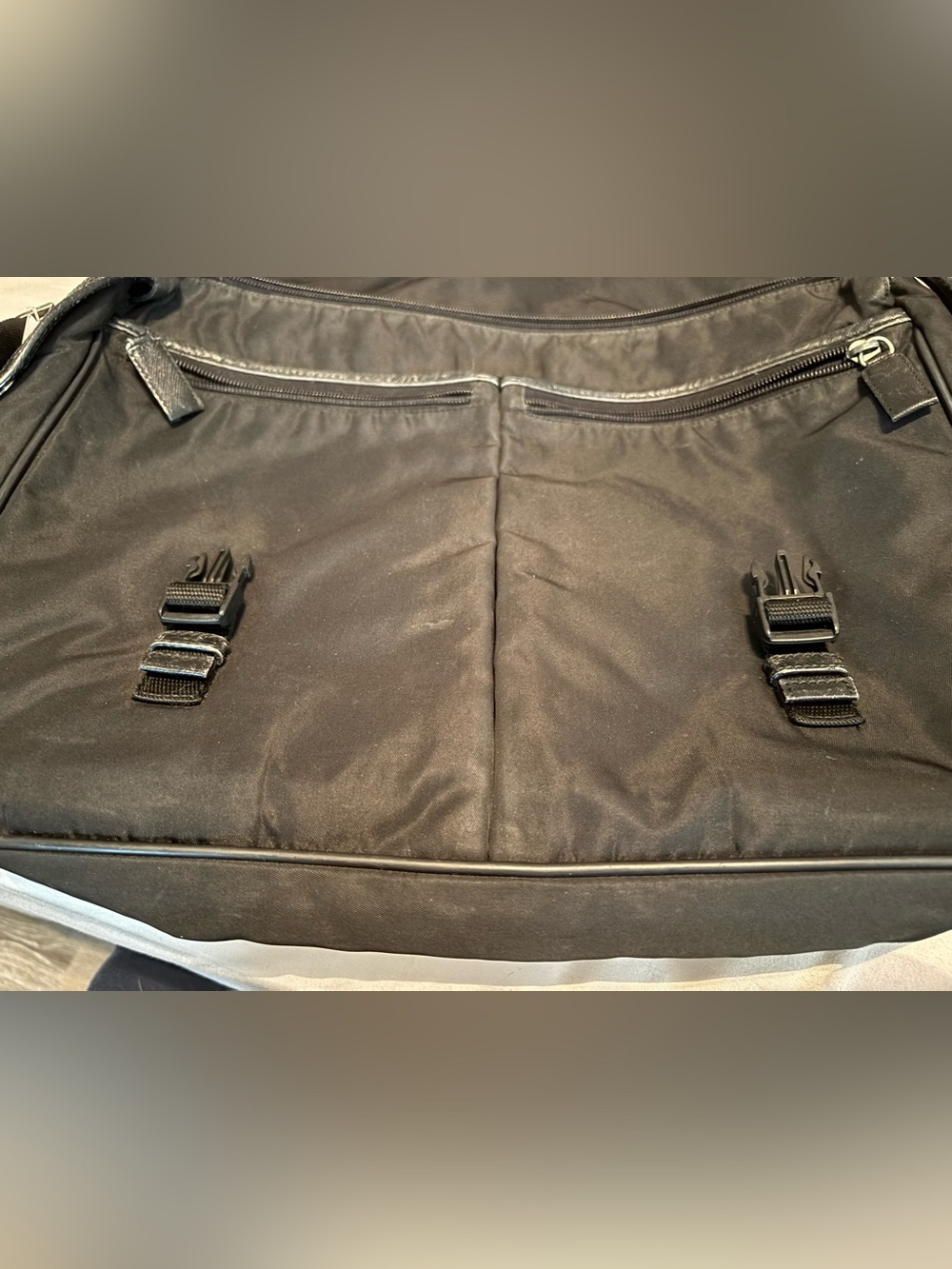 Authentic Vintage Prada Black Tessuto Nylon Double Buckle Messenger Bag - Picture 10 of 16